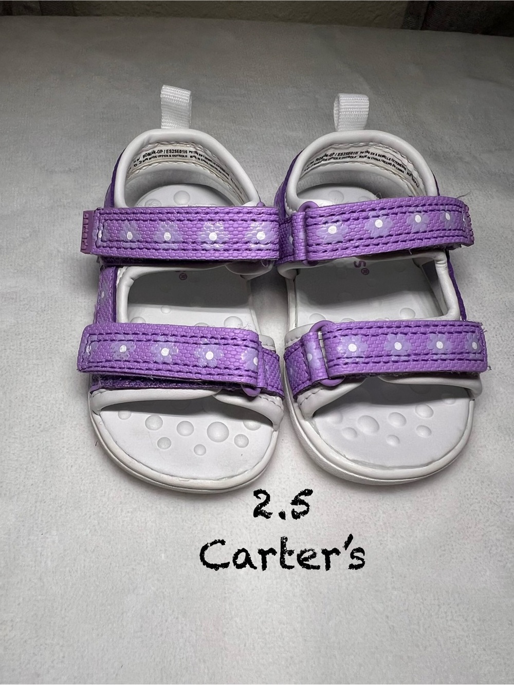 Carter's White Sandals with Purple Polka-Dot Straps